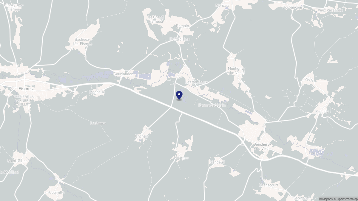 Aperçu cartographique de Breuil-sur-Vesle, centré sur la commune