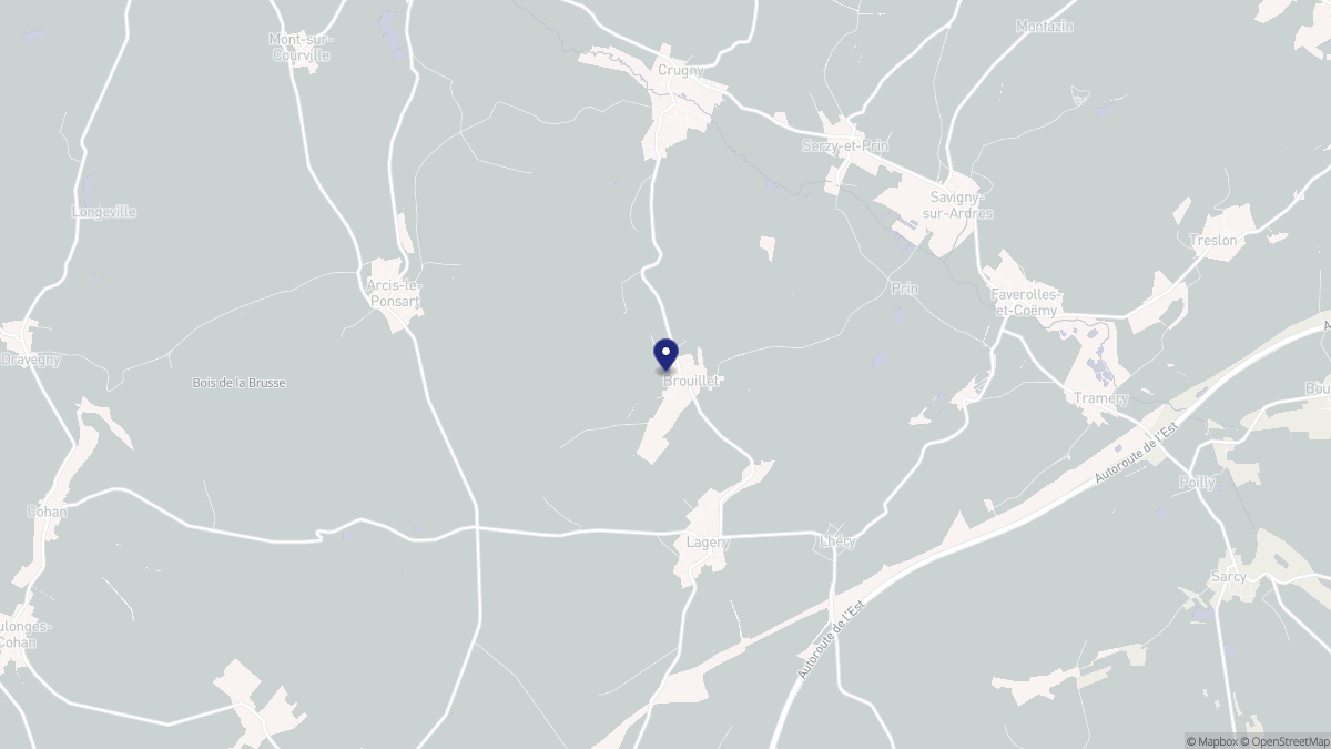Aperçu cartographique de Brouillet, centré sur la commune