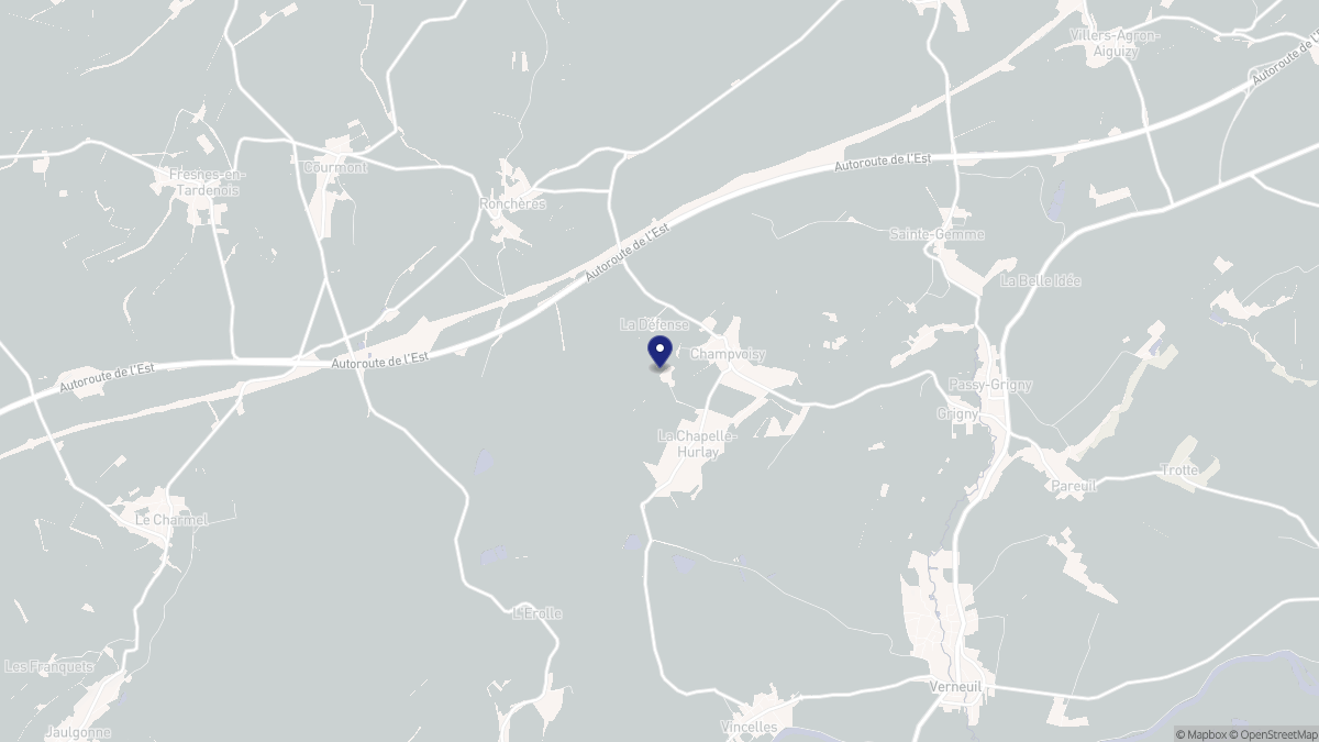 Aperçu cartographique de Champvoisy, centré sur la commune