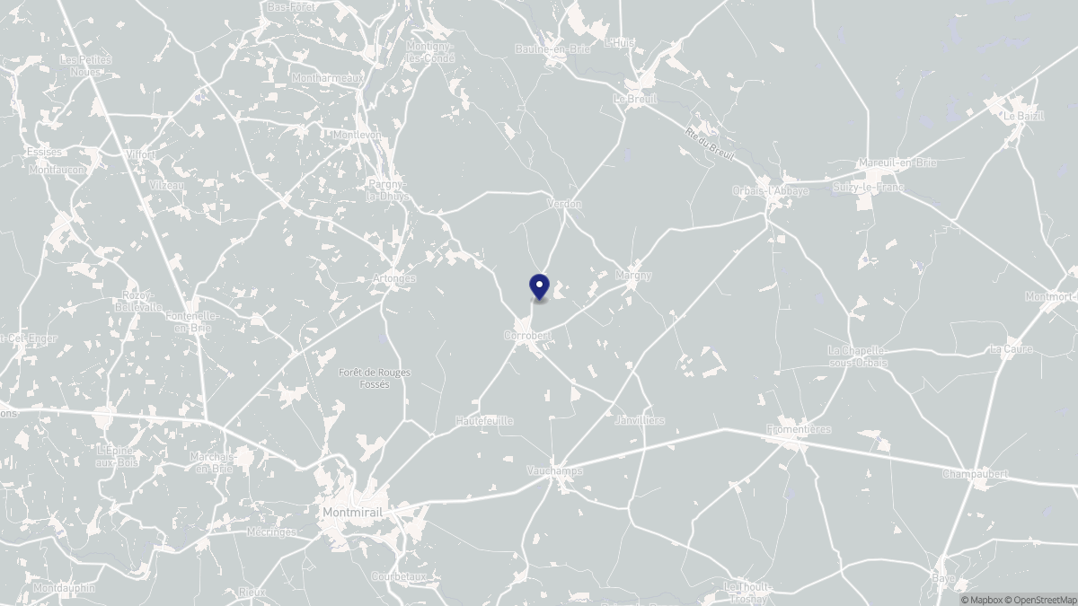 Aperçu cartographique de Corrobert, centré sur la commune