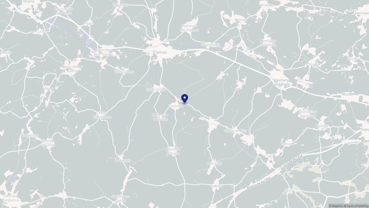 Aperçu cartographique de Courville, centré sur la commune