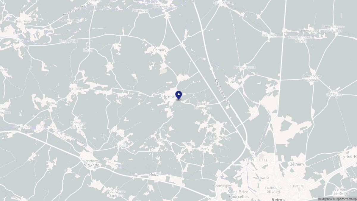 Aperçu cartographique de Hermonville, centré sur la commune