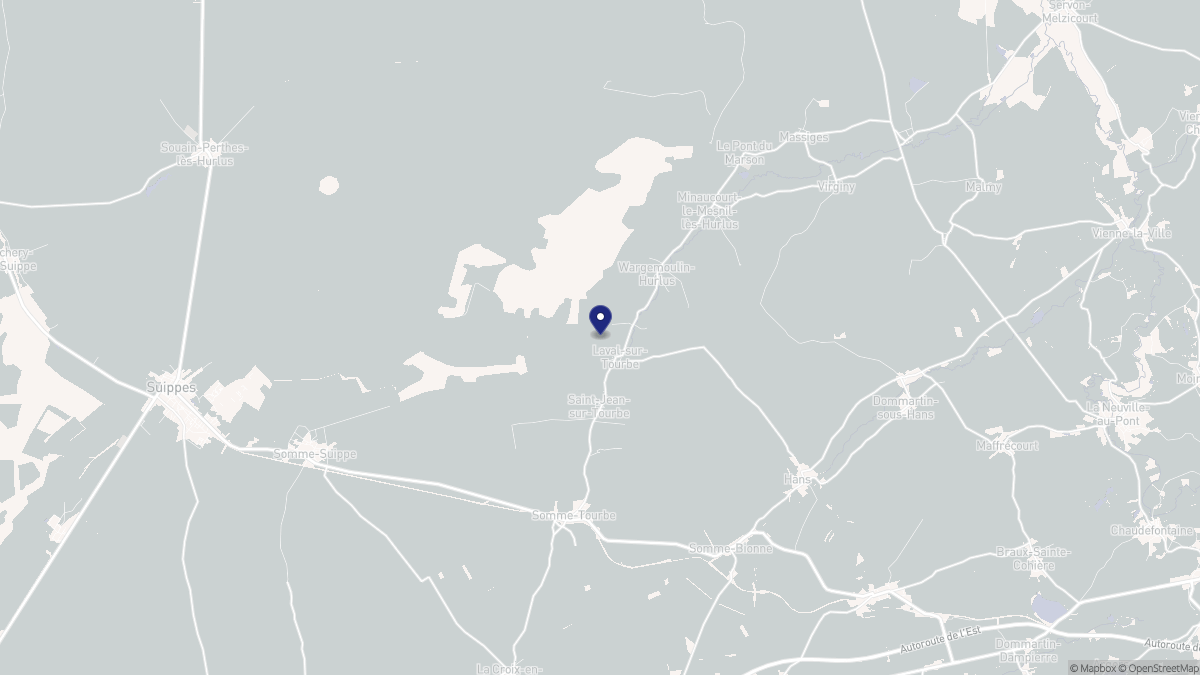 Aperçu cartographique de Laval-sur-Tourbe, centré sur la commune