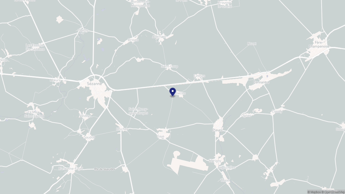Aperçu cartographique de Linthelles, centré sur la commune