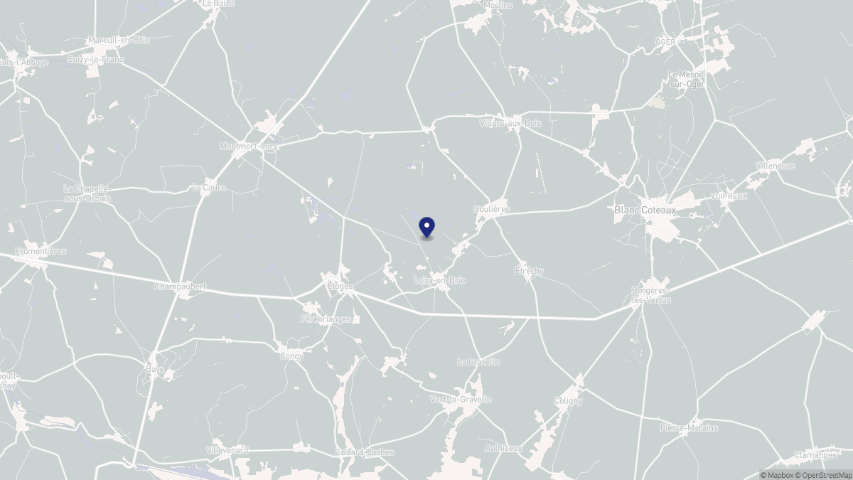 Aperçu cartographique de Loisy-en-Brie, centré sur la commune