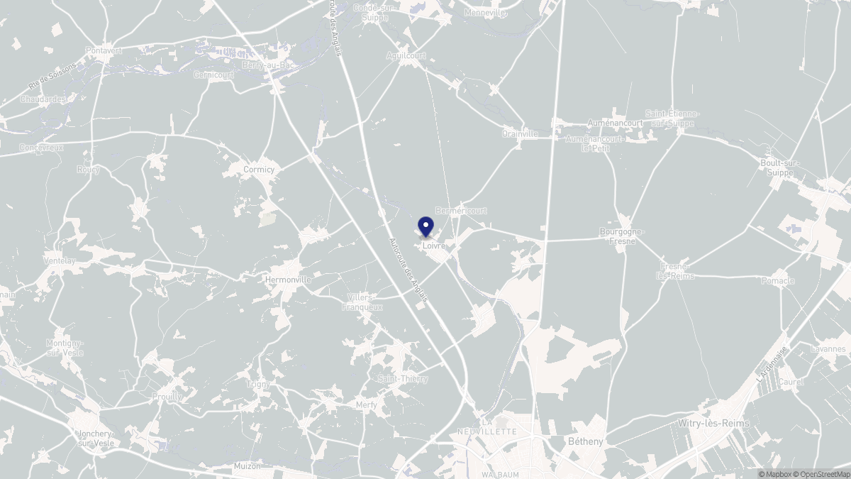Aperçu cartographique de Loivre, centré sur la commune