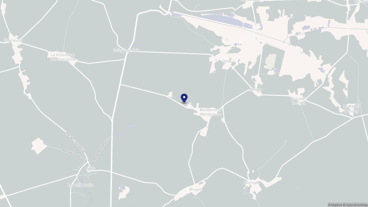 Aperçu cartographique de Mondement-Montgivroux, centré sur la commune