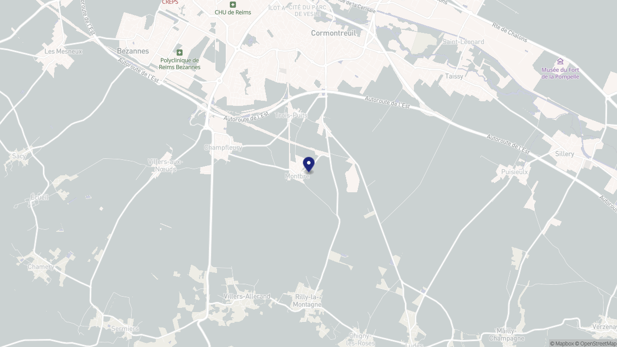 Aperçu cartographique de Montbré, centré sur la commune