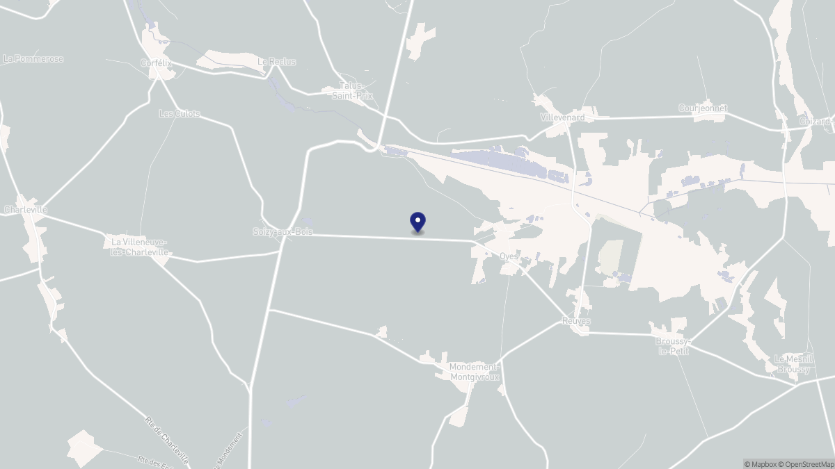 Aperçu cartographique de Oyes, centré sur la commune