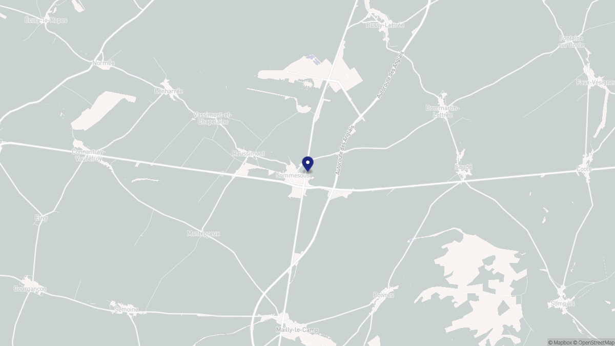 Aperçu cartographique de Sommesous, centré sur la commune