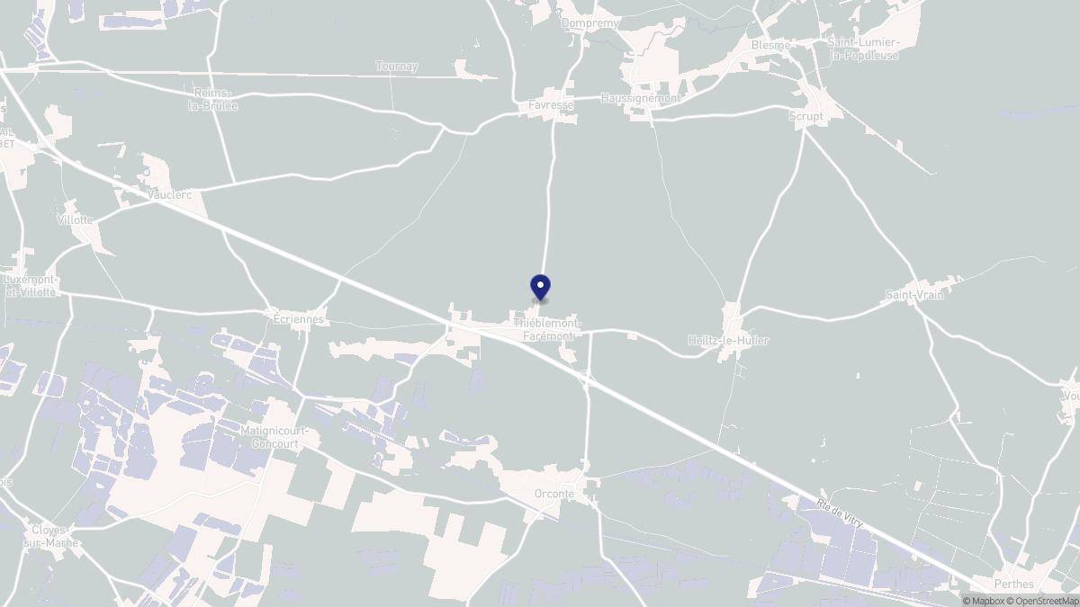 Aperçu cartographique de Thiéblemont-Farémont, centré sur la commune