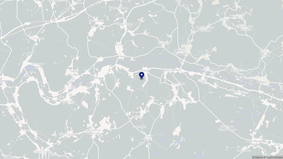 Aperçu cartographique de Troissy, centré sur la commune