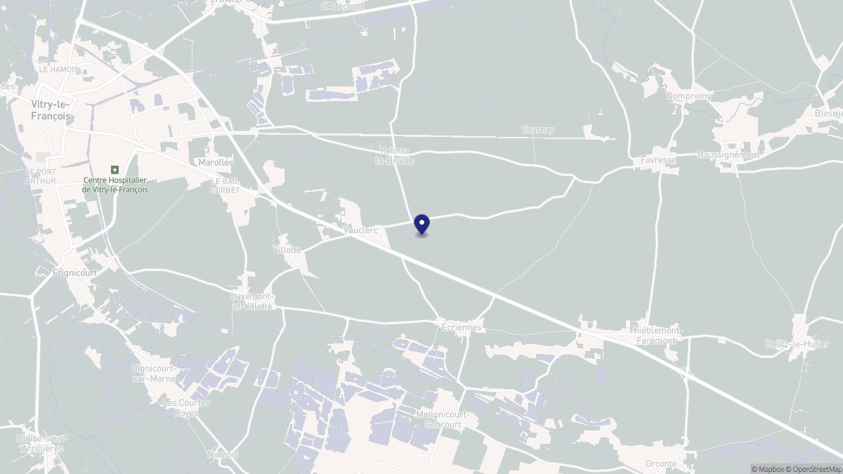 Aperçu cartographique de Vauclerc, centré sur la commune