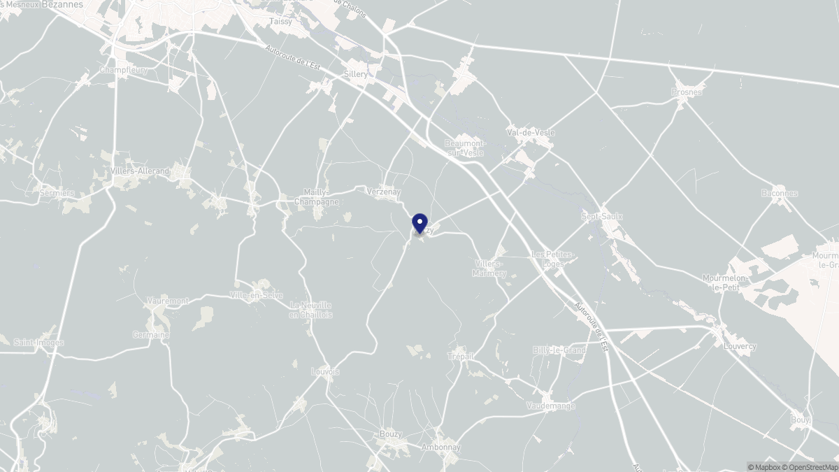 Aperçu cartographique de Verzy, centré sur la commune
