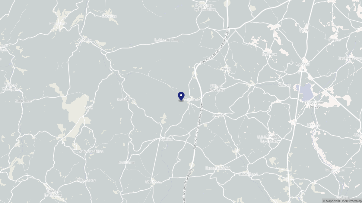 Aperçu cartographique de Aujeurres, centré sur la commune