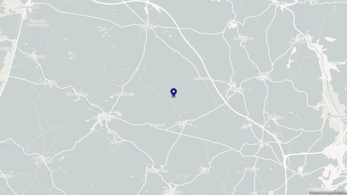 Aperçu cartographique de Bugnières, centré sur la commune
