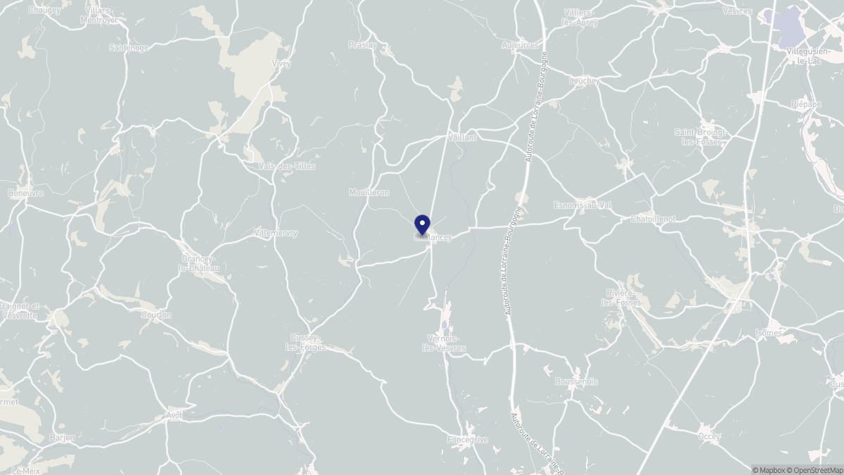 Aperçu cartographique de Chalancey, centré sur la commune