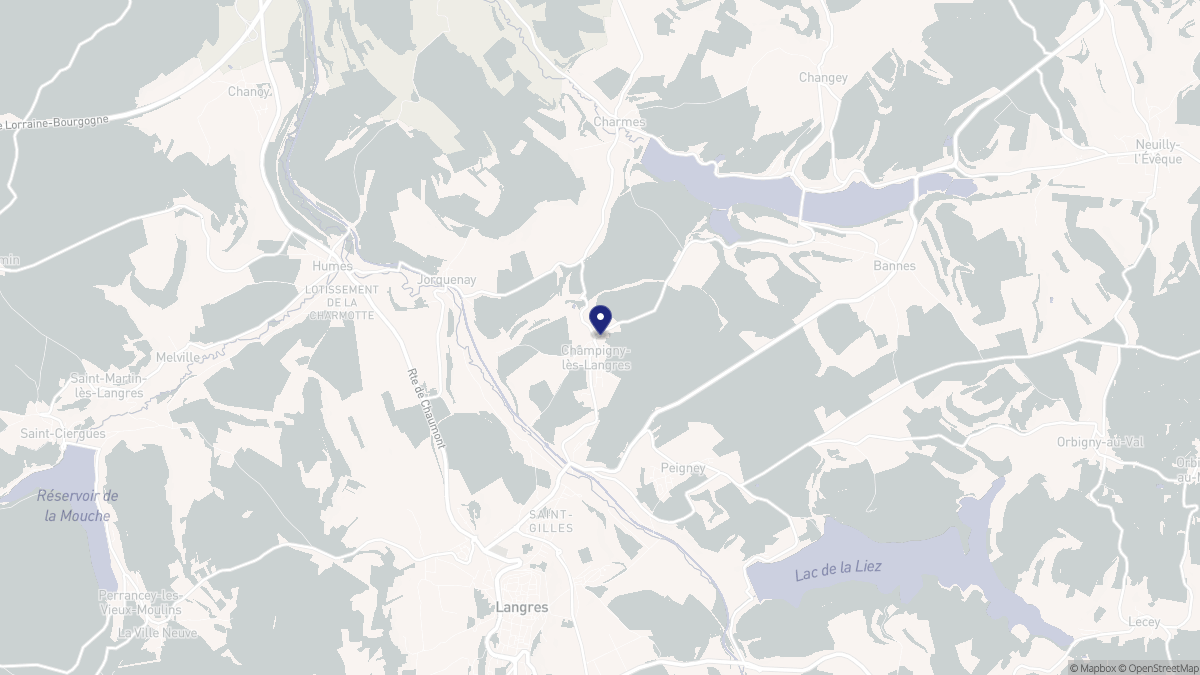 Aperçu cartographique de Champigny-lès-Langres, centré sur la commune
