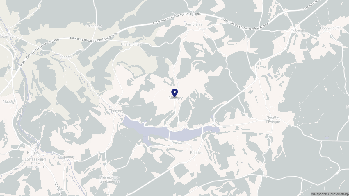 Aperçu cartographique de Changey, centré sur la commune
