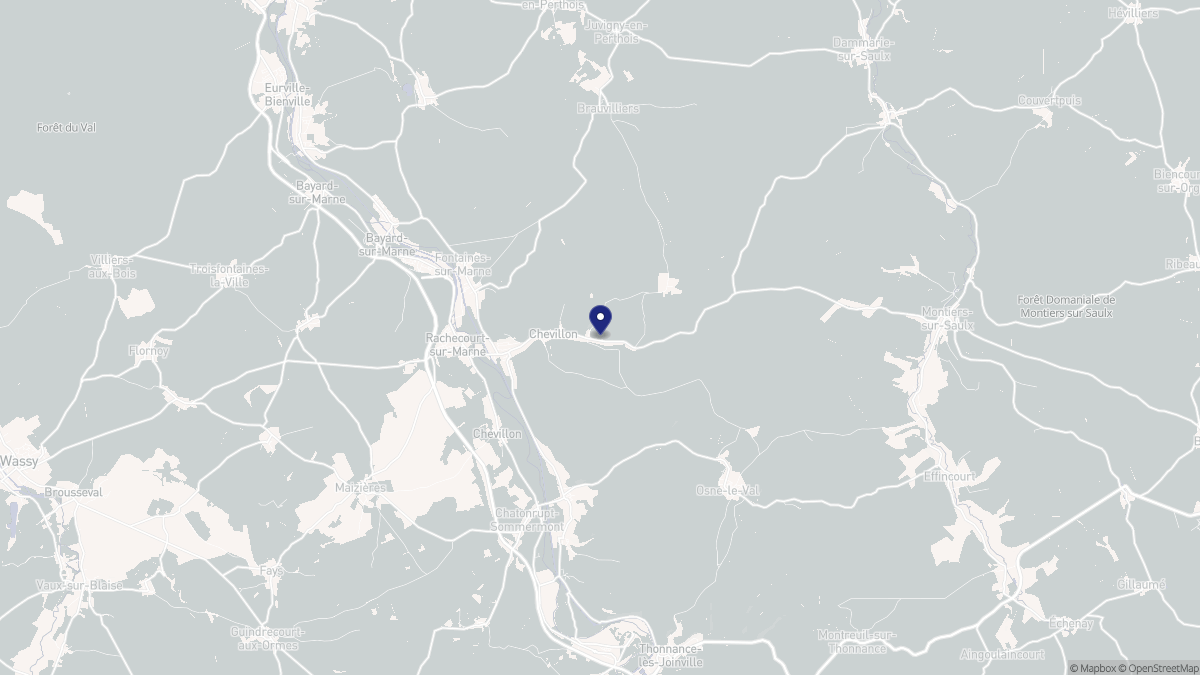 Aperçu cartographique de Chevillon, centré sur la commune