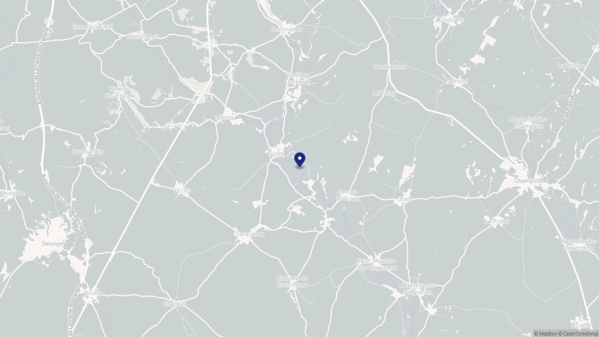 Aperçu cartographique de Cusey, centré sur la commune