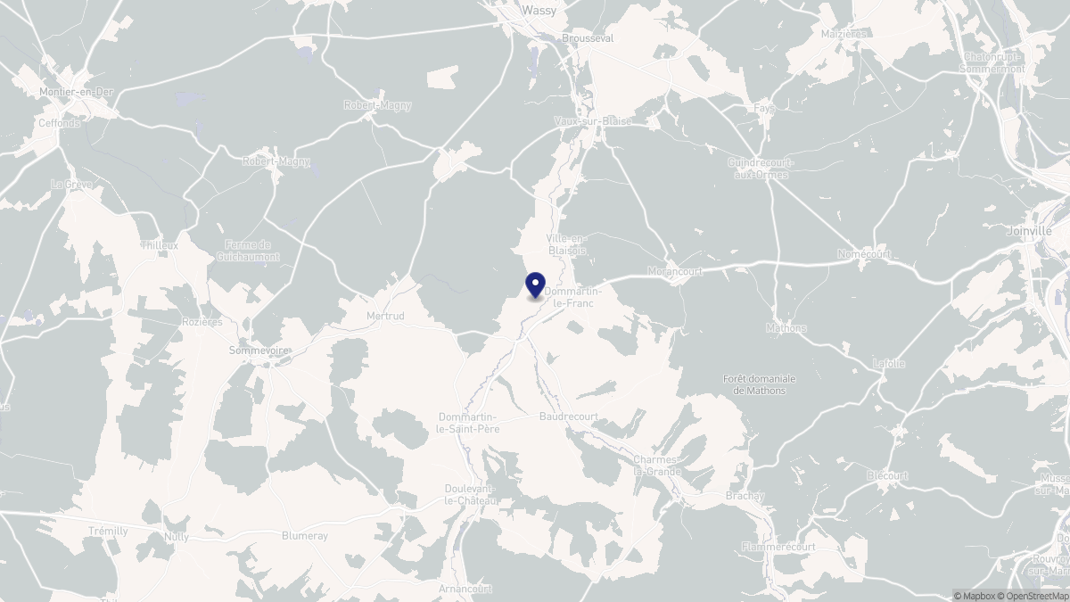 Aperçu cartographique de Dommartin-le-Franc, centré sur la commune