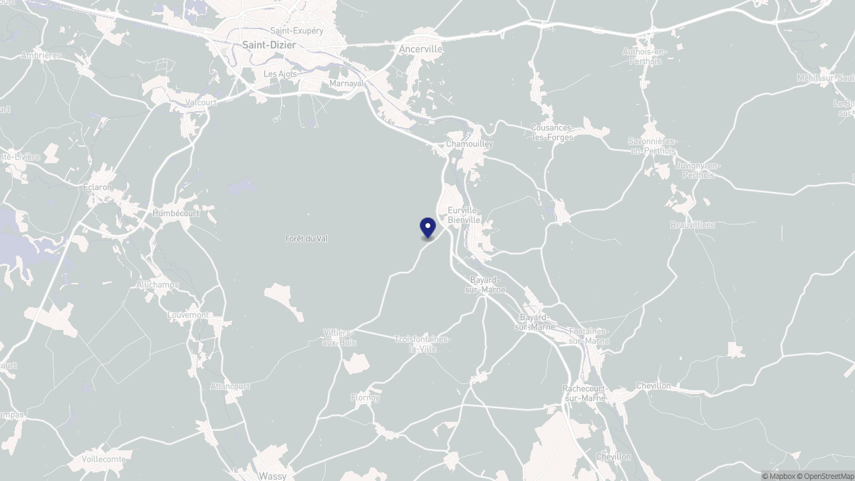 Aperçu cartographique de Eurville-Bienville, centré sur la commune