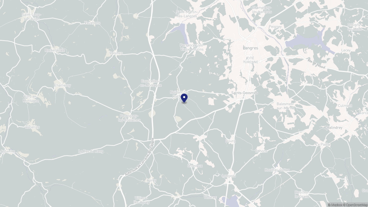 Aperçu cartographique de Noidant-le-Rocheux, centré sur la commune