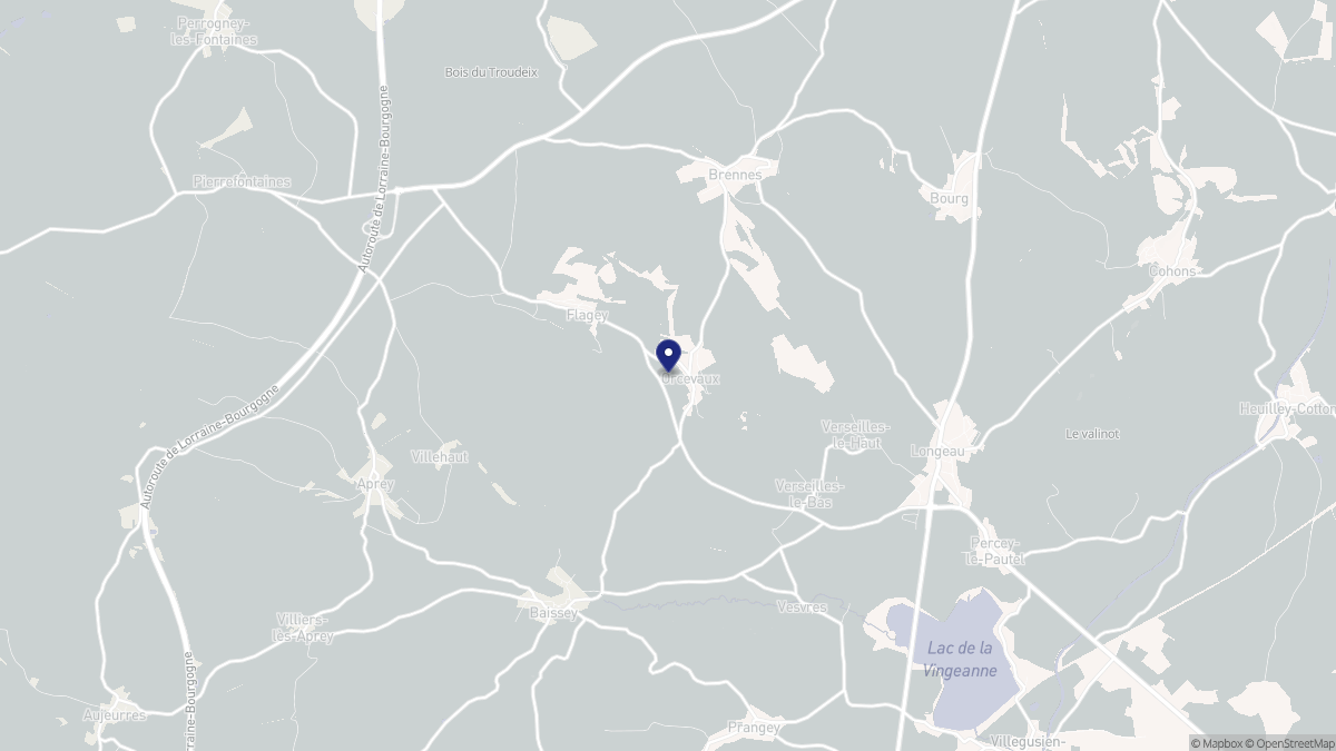 Aperçu cartographique de Orcevaux, centré sur la commune