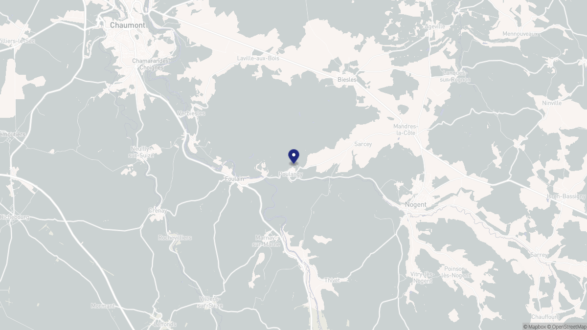 Aperçu cartographique de Poulangy, centré sur la commune