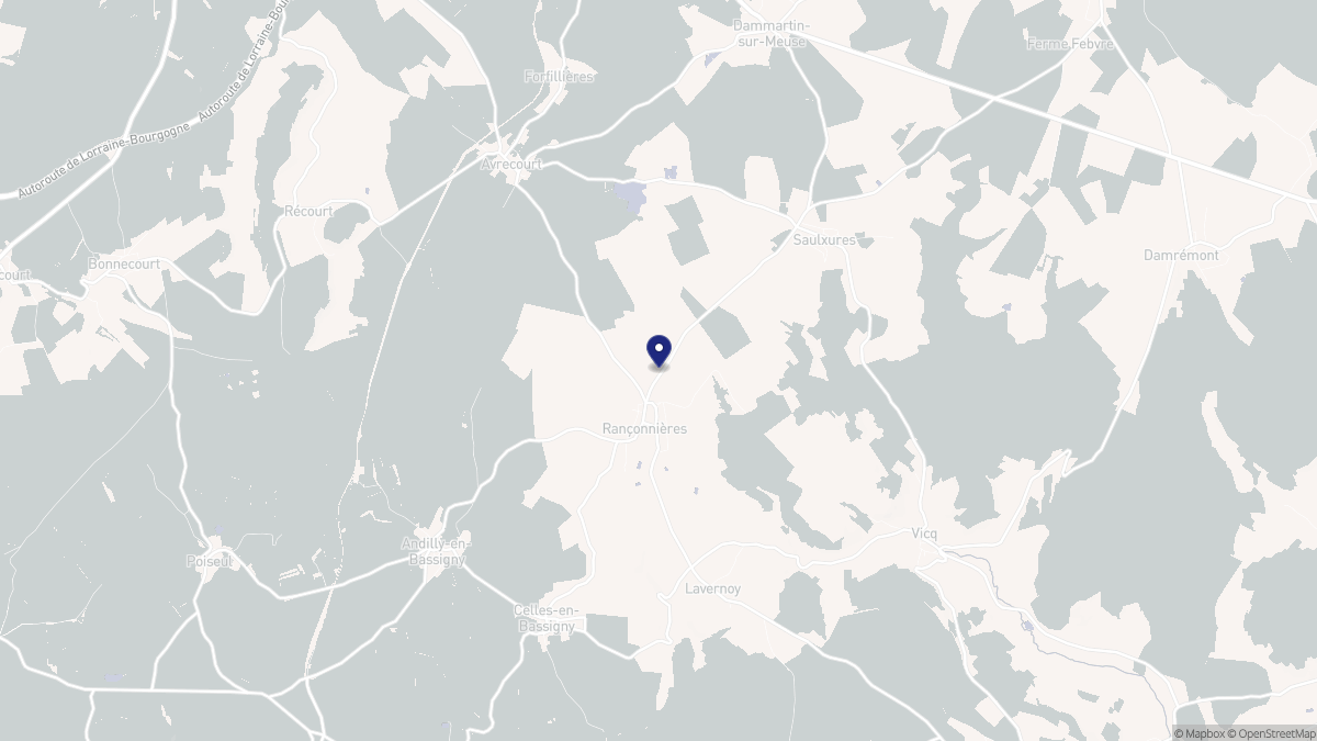 Aperçu cartographique de Rançonnières, centré sur la commune