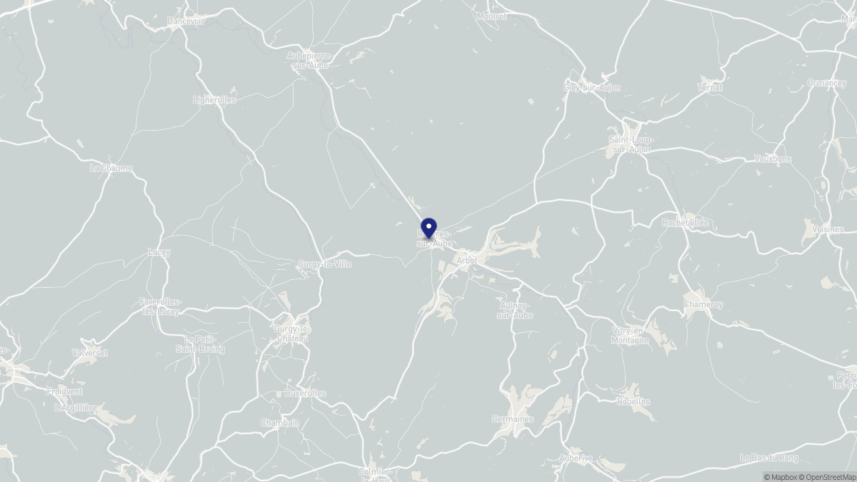 Aperçu cartographique de Rouvres-sur-Aube, centré sur la commune