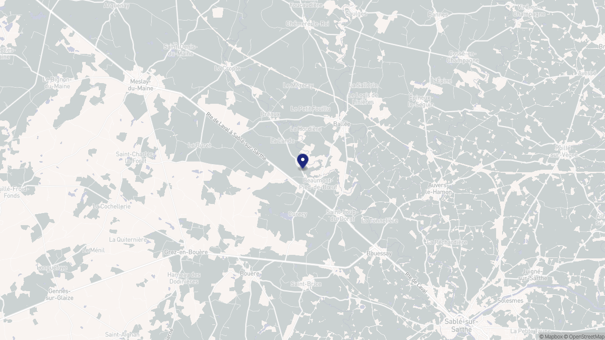 Aperçu cartographique de Beaumont-Pied-de-Bœuf, centré sur la commune