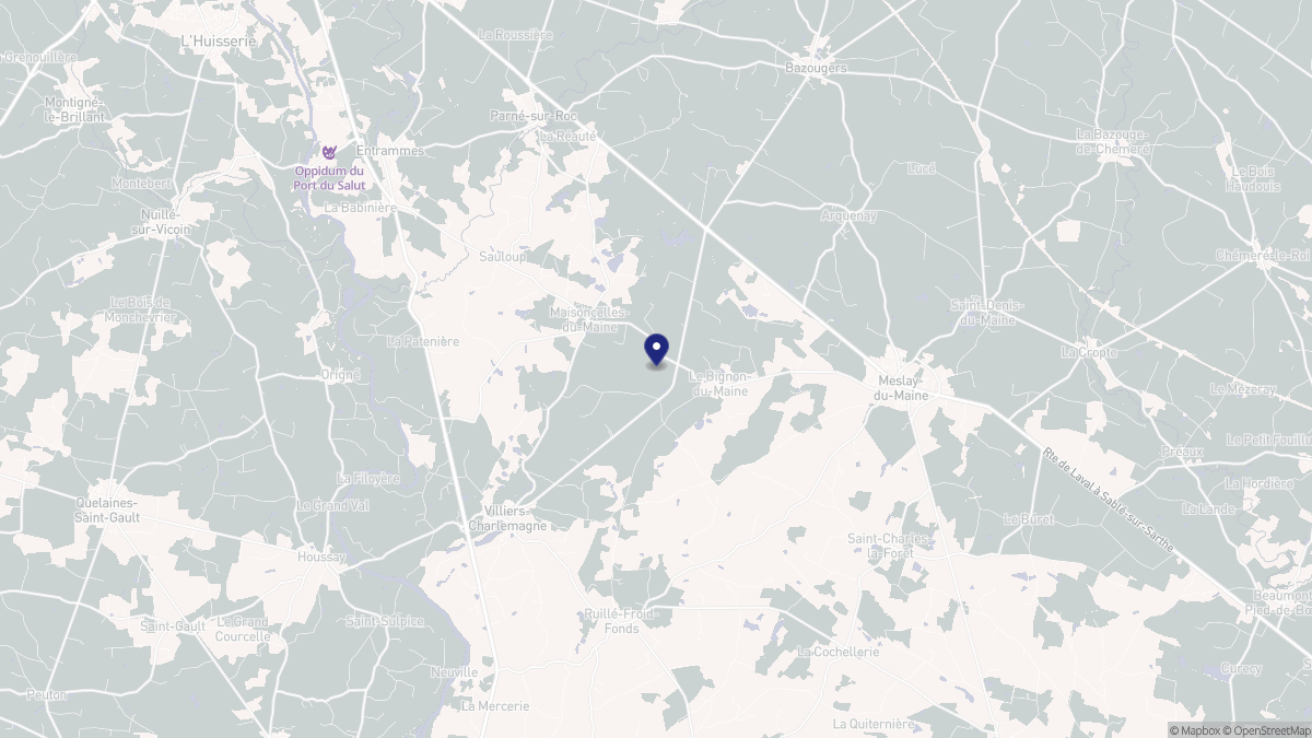 Aperçu cartographique de Le Bignon-du-Maine, centré sur la commune
