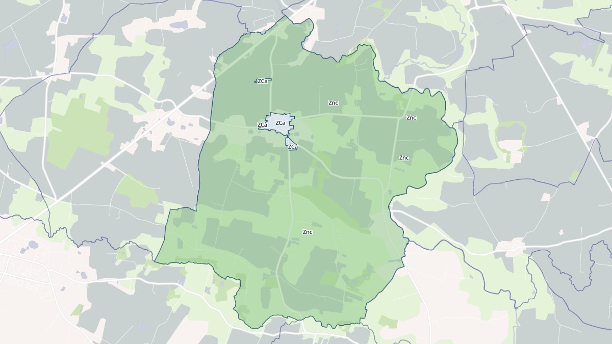 Aperçu cartographique de Bouchamps-lès-Craon, centré sur la commune