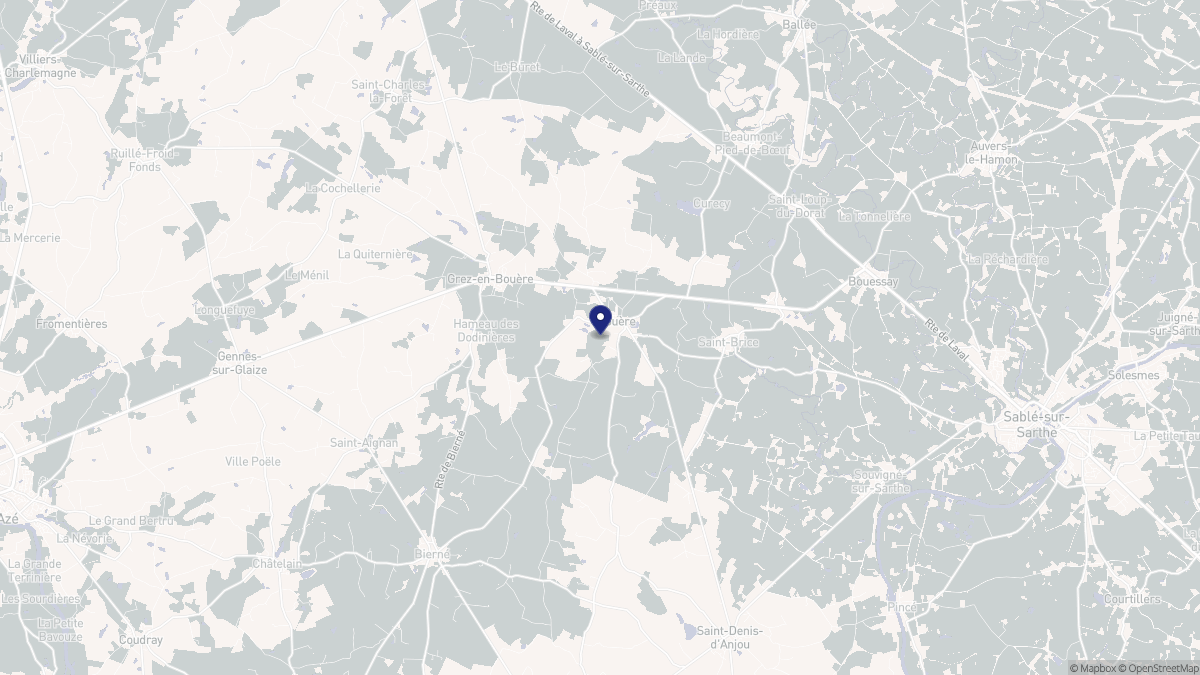 Aperçu cartographique de Bouère, centré sur la commune