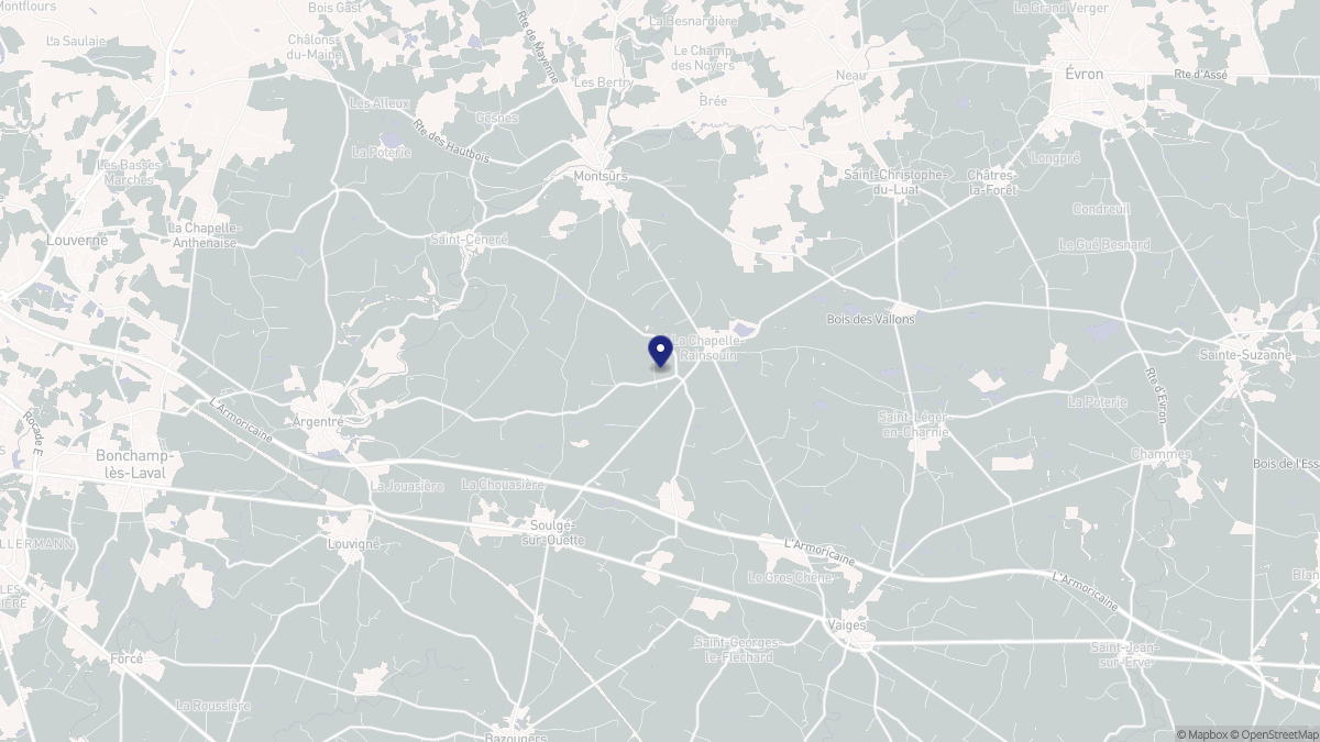 Aperçu cartographique de La Chapelle-Rainsouin, centré sur la commune