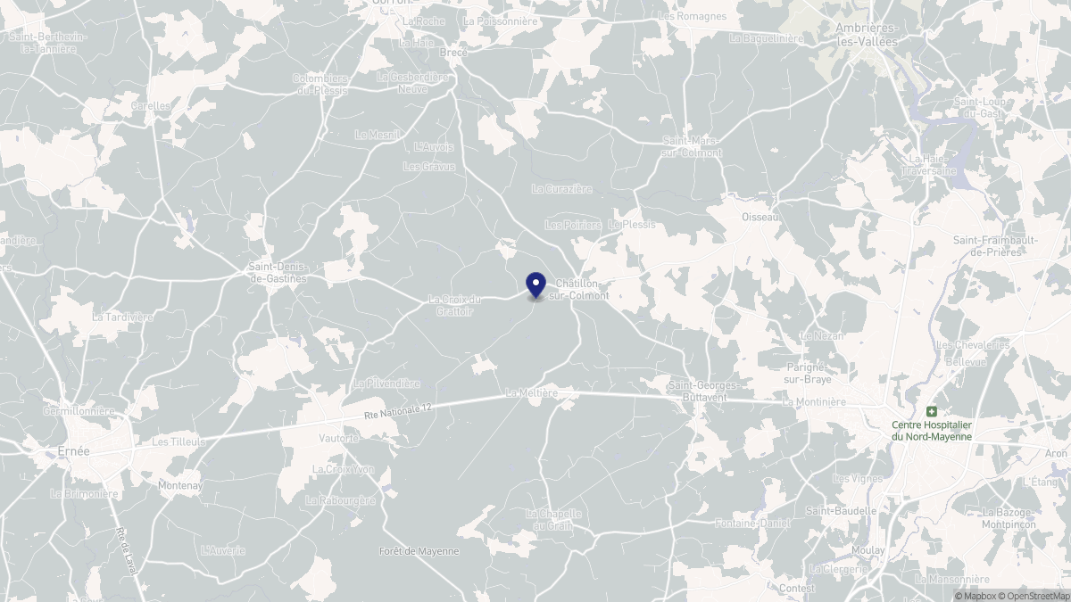 Aperçu cartographique de Châtillon-sur-Colmont, centré sur la commune