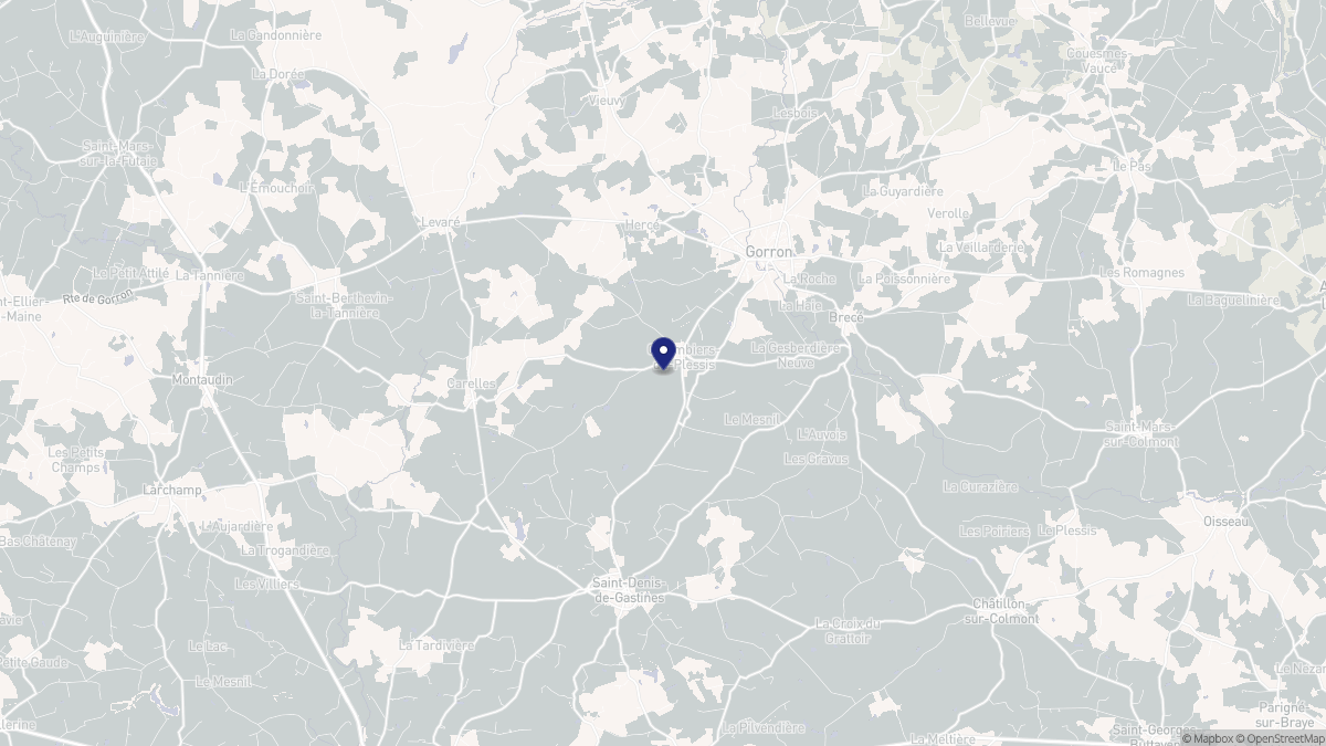 Aperçu cartographique de Colombiers-du-Plessis, centré sur la commune