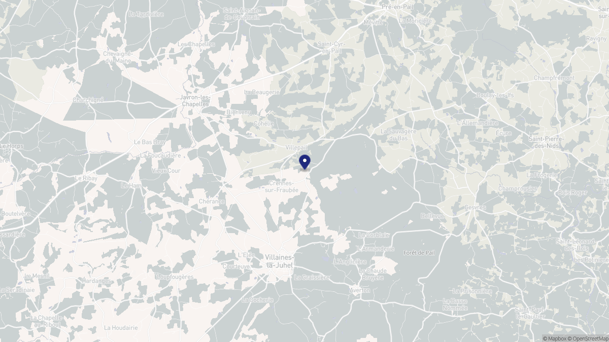 Aperçu cartographique de Crennes-sur-Fraubée, centré sur la commune