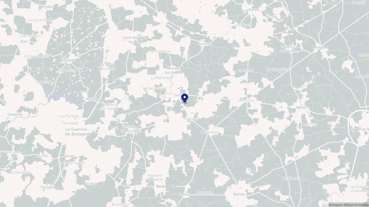 Aperçu cartographique de Cuillé, centré sur la commune