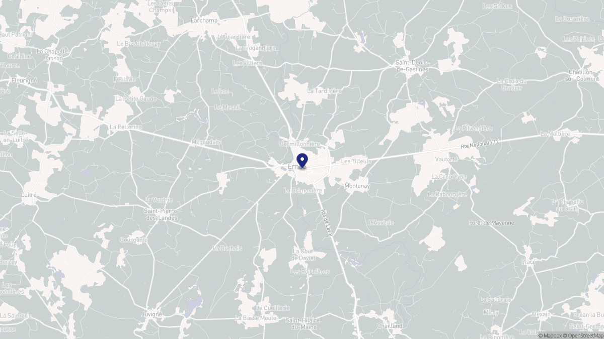 Aperçu cartographique de Ernée, centré sur la commune
