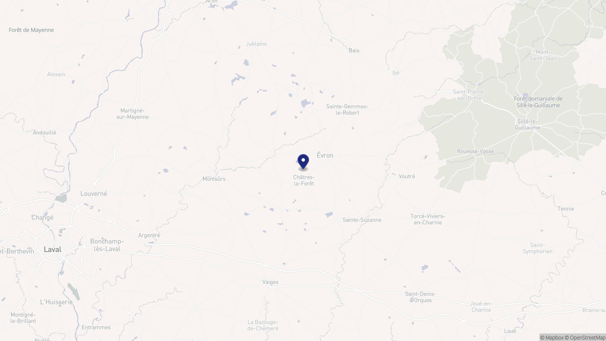 Aperçu cartographique de Évron, centré sur la commune
