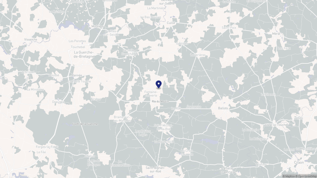 Aperçu cartographique de Fontaine-Couverte, centré sur la commune