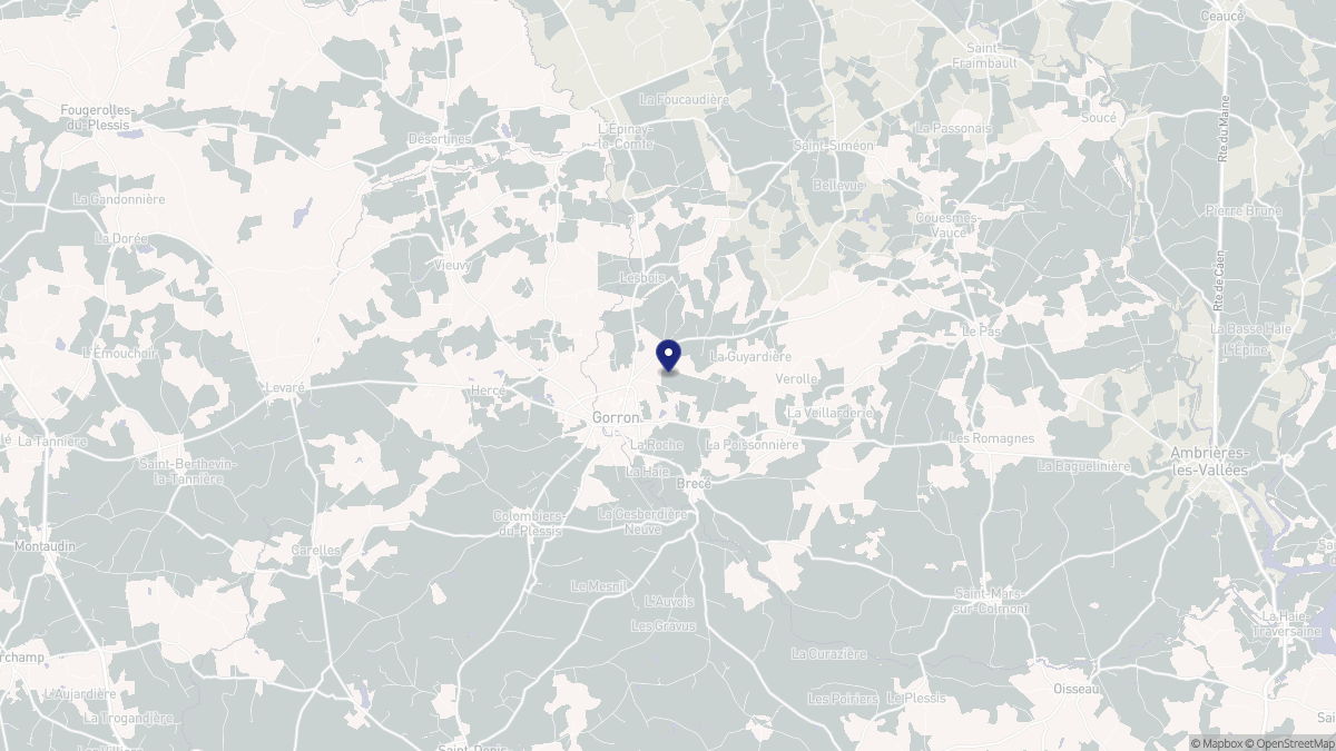 Aperçu cartographique de Gorron, centré sur la commune