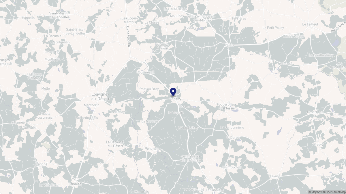 Aperçu cartographique de Landivy, centré sur la commune
