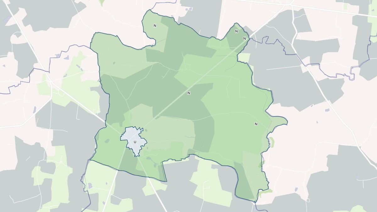 Aperçu cartographique de Laubrières, centré sur la commune