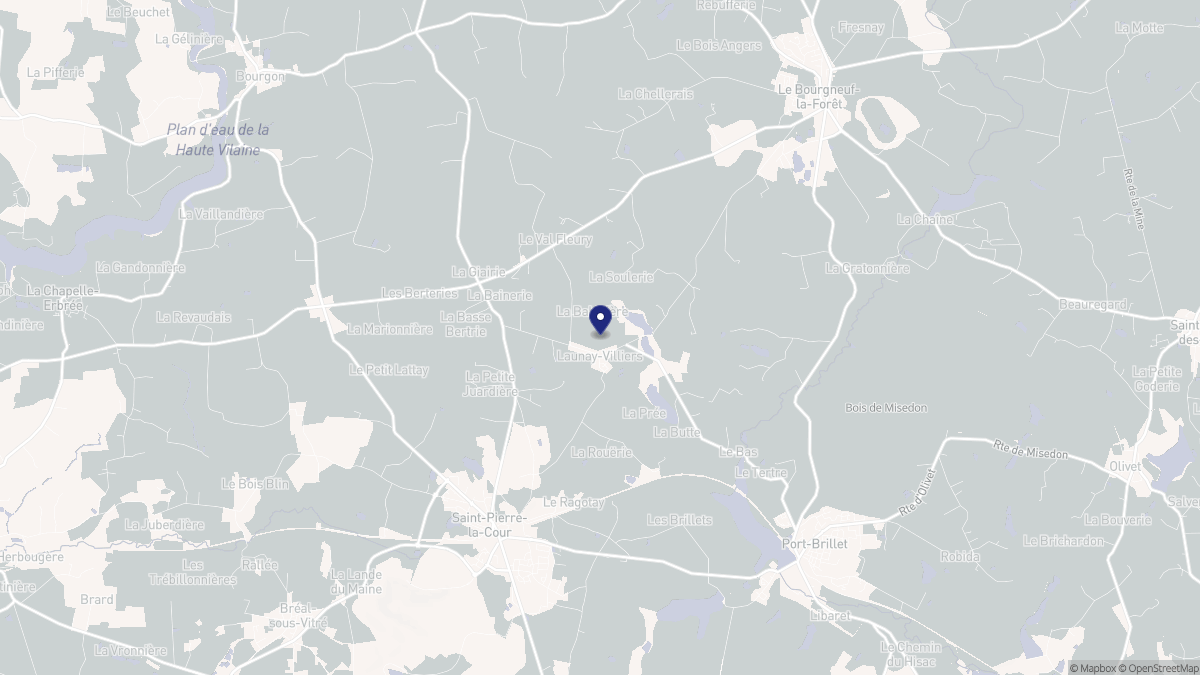 Aperçu cartographique de Launay-Villiers, centré sur la commune