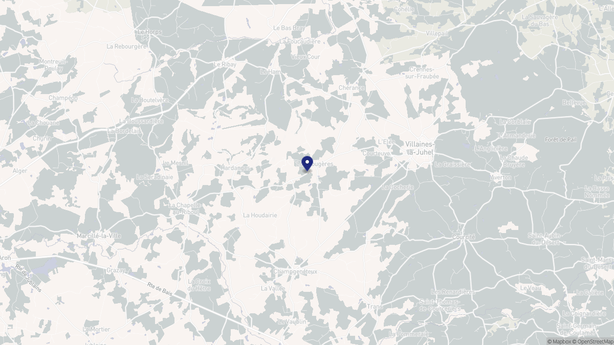 Aperçu cartographique de Loupfougères, centré sur la commune