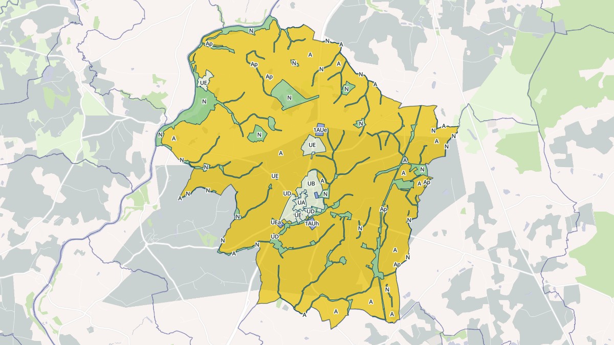 Aperçu cartographique de Martigné-sur-Mayenne, centré sur la commune